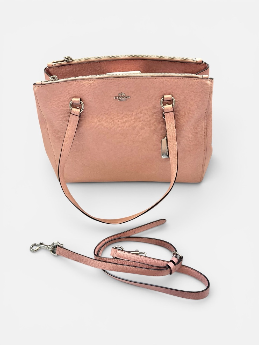 Coach Pink Leather Shoulder Tote with Gold Hardware - Picture 6 of 8
